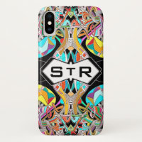 Main colorée dessinée Abstraite I Initiales Monogr