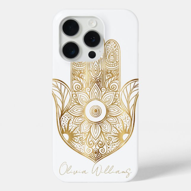 Coques Case-Mate iPhone Main de tournesol or Hamsa (Verso)