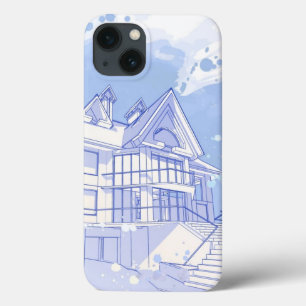 Etui iPhone 13 maison : aspiration d'aquarelle