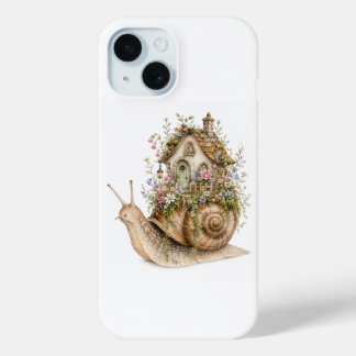 Coque Pour iPhone 15 Maison de l'escargot fantaisiste Cottagecore