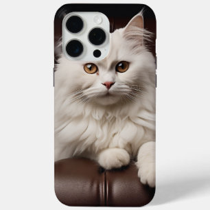 Coque iPhone 15 Pro Max Majestic white cat