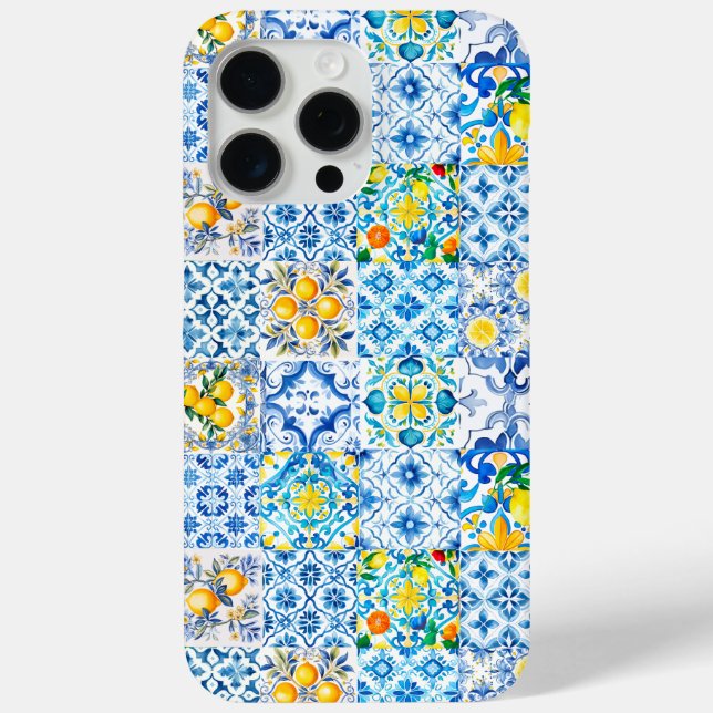 Coques Case-Mate iPhone Majolica, citron, carreaux siciliens, (Verso)