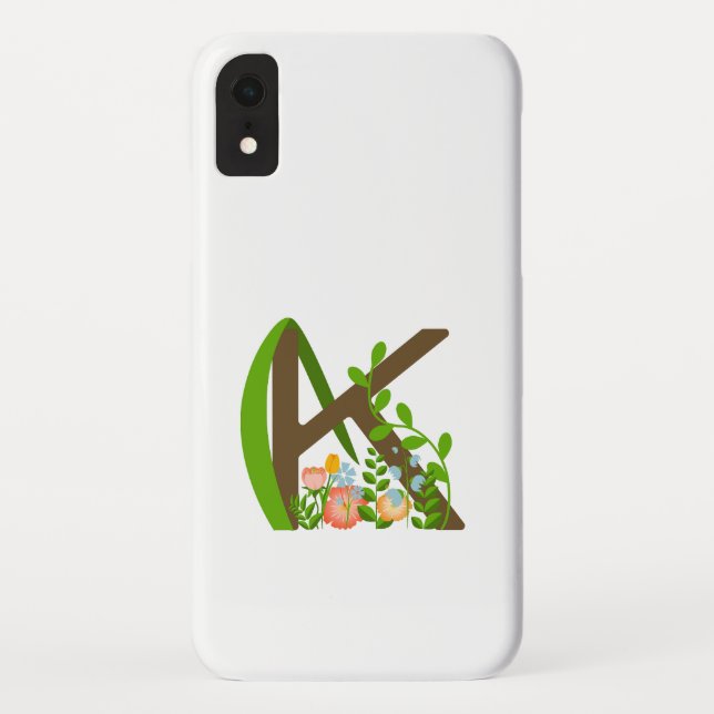 Coques Case-Mate iPhone Majuscule K monogramme floral (Dos)