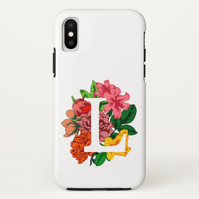 Coques Case-Mate iPhone Majuscule L monogramme floral (Dos)