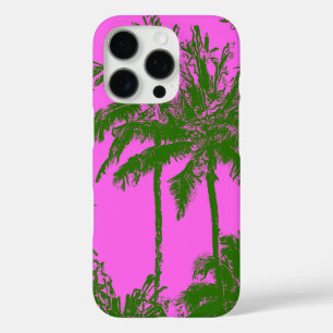 Coques iPhone 16 Pro Makena Beach Hawaiian Sketchy Palms Magenta