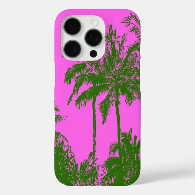Coques Case-Mate iPhone Makena Beach Hawaiian Sketchy Palms Magenta (Verso)