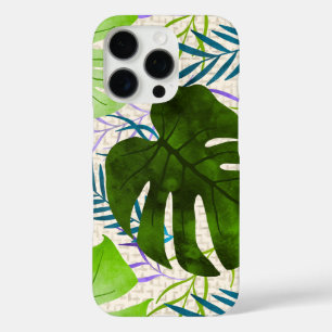 Coques iPhone 16 Pro Maleah Monstera Tropical Hawaiian Aquarelle Vert