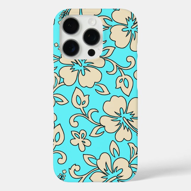 Coques Case-Mate iPhone Malia Hibiscus Hawaiian Floral Aqua Crème  (Verso)
