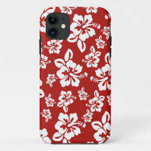 Coque iPhone 11 Malia Hibiscus - Red Hawaii Pareau Imprimer