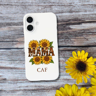 Coques iPhone 16 Mama Maman Tournesols Monogramme Initiales Cadeau