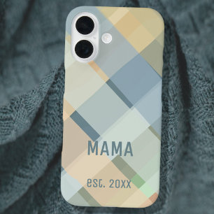 Coques iPhone 16 Mama personnalisée année d'arrivée Pastel à carrea