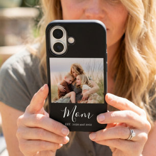 Coques iPhone 16 Maman a établi un script photo élégant noir