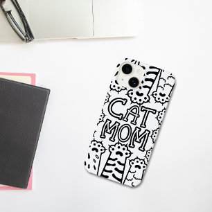 Coque Pour iPhone 14 Maman de chat monochrome