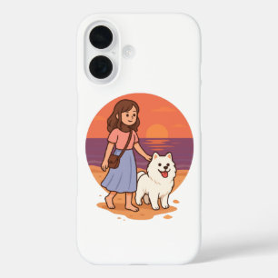 Coques iPhone 16 Maman de Chien Mignon Marchant avec son Toutou Flu