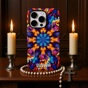 Coques iPhone 16 Pro Mandala Abstrait kaléidoscopique avec couleur