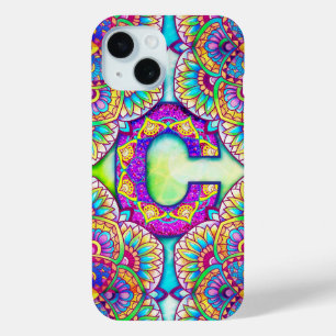 Coque Pour iPhone 15 Mandala alphabet C 