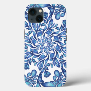 Case-Mate iPhone Case Mandala aux fleurs et aux feuilles en blues