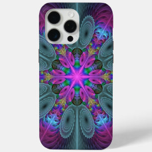 Coque iPhone 15 Pro Max Mandala coloré frappant art fractal kaléidoscope
