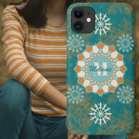 Mandala de la tribu Boho en orange et Turquoise Va