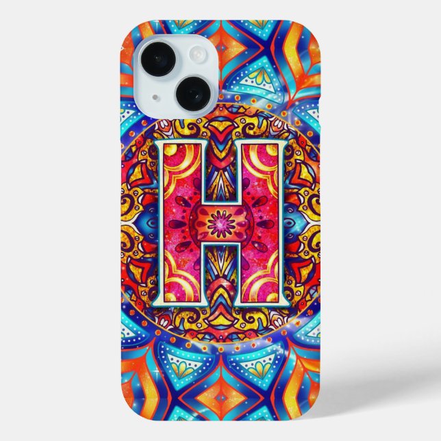 Coques Case-Mate iPhone Mandala H alphabet (Verso)