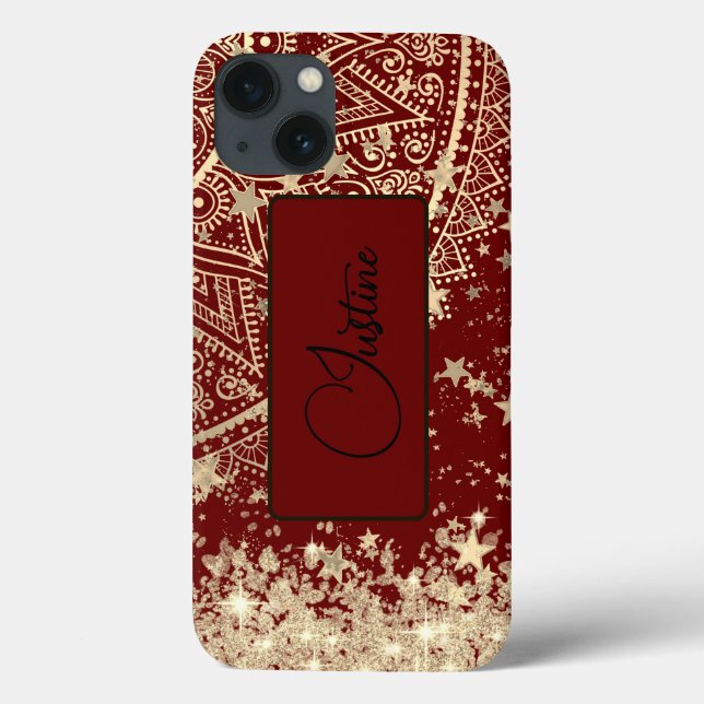 Coques Case-Mate iPhone Mandala & Stars enchanteurs sur Red Personnalisé (Verso)