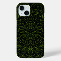Mandala Vert Avocat avec Symétrie Géométrique
