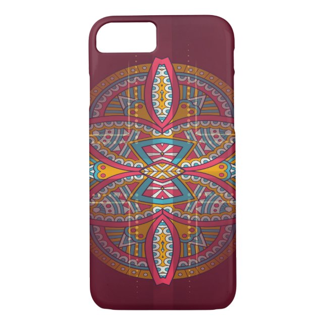 Coques Case-Mate iPhone Mandalas sur Maroon conception de répétition (Dos)