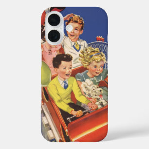 Coques iPhone 16 Manège de montagnes russes pour enfants avec chien