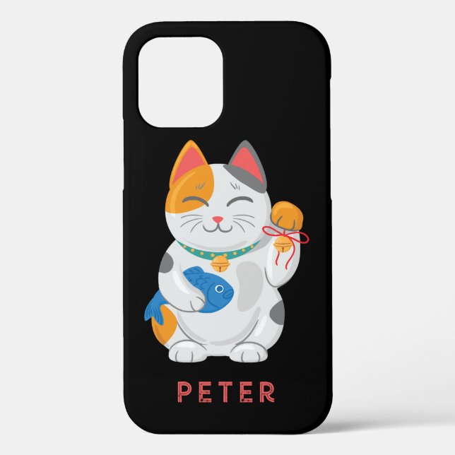 Coques Case-Mate iPhone Maneki Neko White Chat, symbole de bonne chance (Verso)