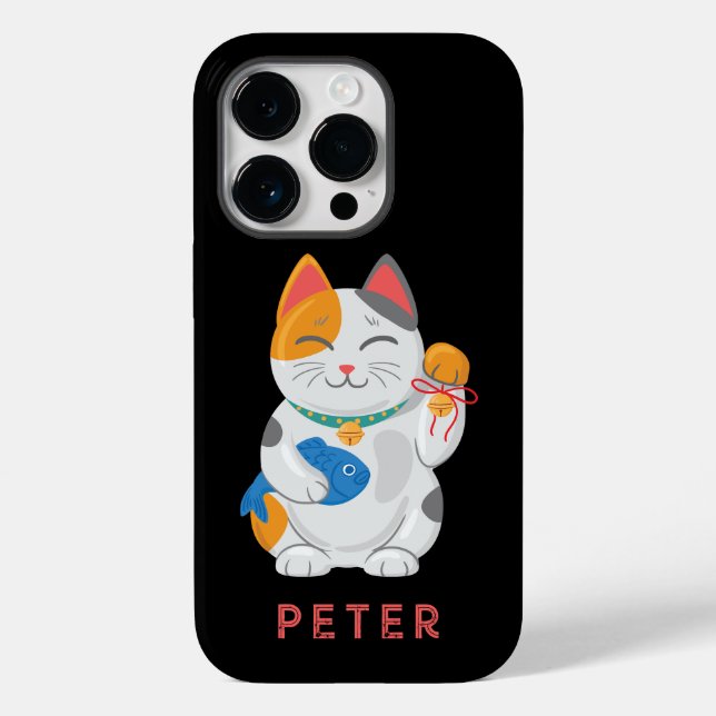Coques Case-Mate iPhone Maneki Neko White Chat, symbole de bonne chance (Verso)