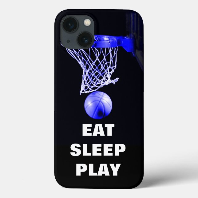Coques Case-Mate iPhone Mange Sommeil Jouer Basket Bleu Noir (Verso)
