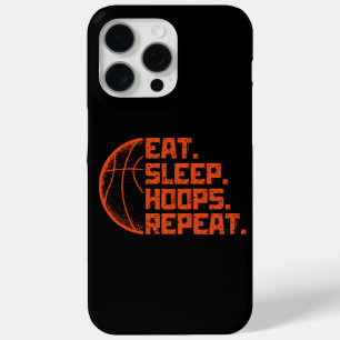 Coque iPhone 15 Pro Max Manger Dormir Cerceaux Répéter Basketball Citation