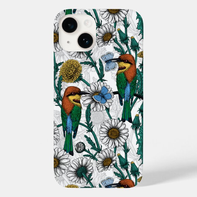Coques Case-Mate iPhone Mangeurs d'abeilles, papillons bleus et marguerite (Verso)