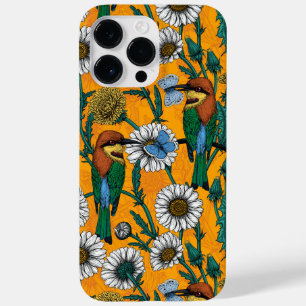Coque Pour Pour iPhone 14 Pro Max Mangeurs d'abeilles, papillons bleus et marguerite