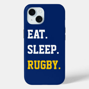 Coque Pour iPhone 15 Mangez le rugby du sommeil