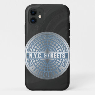 Coque iPhone 11 Manhole Cover Brooklyn Blue
