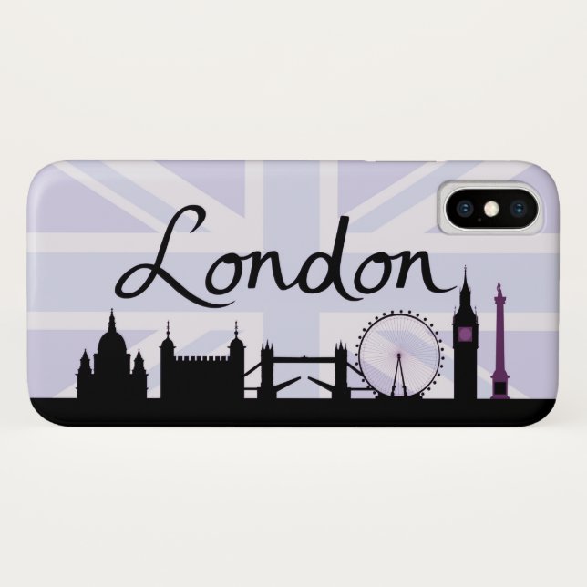 Coques Case-Mate iPhone Manuscrit de Londres sur le ciel d'Union Jack et (Dos (Horizontal))