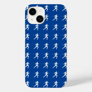 Coque Pour iPhone 14 Marathon Coureurs & Heartbeat Line sur Blue