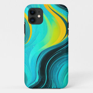 Case-Mate iPhone Case "Marbella" Blue Yellow Swirls Waves