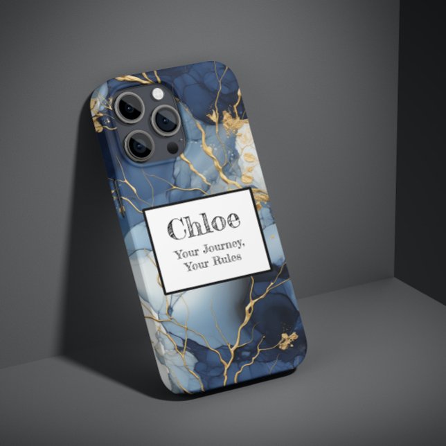 Coques Case-Mate iPhone Marble Bleu&Or Votre Voyage, Vos Règles (Créateur téléchargé)