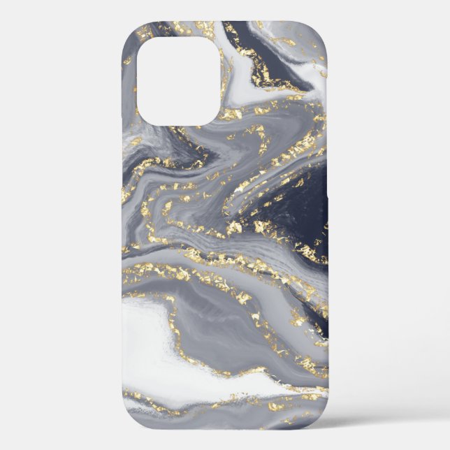 Coques Case-Mate iPhone Marbled Gray, White and Gold (Verso)