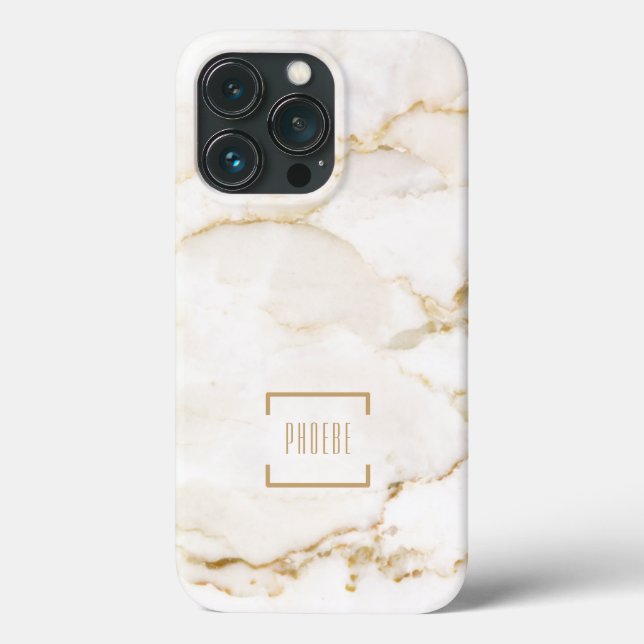 Coques Case-Mate iPhone Marbre à effet doré personnalisé avec nom (Verso)