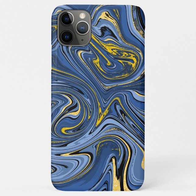 Coques Case-Mate iPhone Marbre Abstrait Fils Bleu Black Jaune Parties scin (Dos)