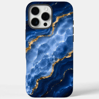 Coques iPhone 16 Pro Max Marbre Agate Saphir Luxueux