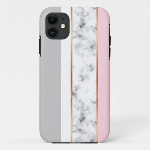 Case-Mate iPhone Case Marbre Blanc Élégant Rayures Grises Rose Or