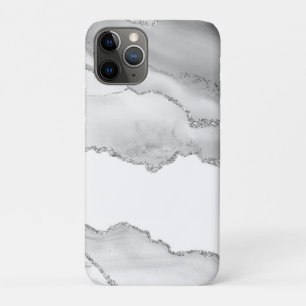 Case-Mate iPhone Case Marbre Blanc Grisé Agate Simple Paillettes Argenté