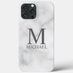 Case-Mate iPhone Case Marbre blanc Monogramme personnalisé et nom
