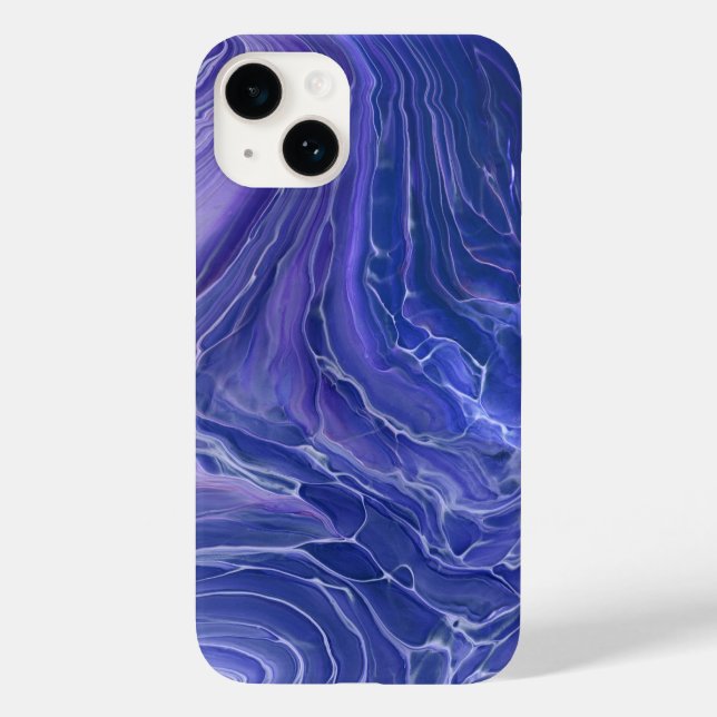 Coques Case-Mate iPhone Marbre bleu lavande Acrylique Abstrait (Verso)