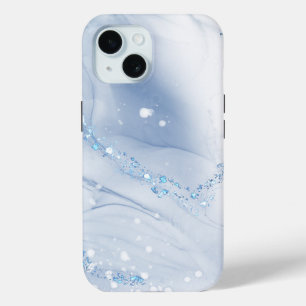 Coque Pour iPhone 15 Marbre bleu poussiéreux en pierre moderne