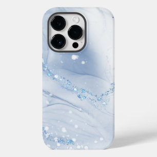 Coque Pour iPhone 14 Pro Marbre bleu poussiéreux en pierre moderne